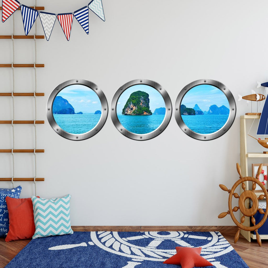 VWAQ Ocean View Window Portholes Three Porthole Windows Side By Side View