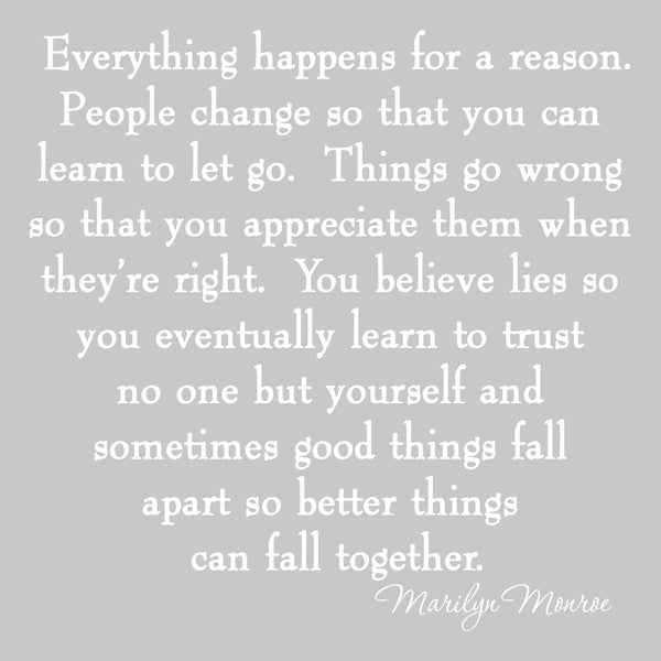 Everything Happens for a Reason Marilyn Monroe Quotes Wall Decal VWAQ