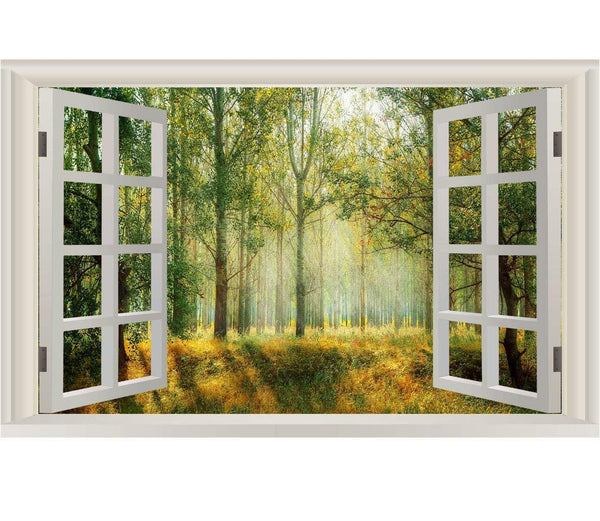 Landscape Wall Decals Window - Nature Scene Vinyl Mural For Wall VWAQ